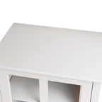 Buffet storage cabinet with single glass doors and unique bell handle