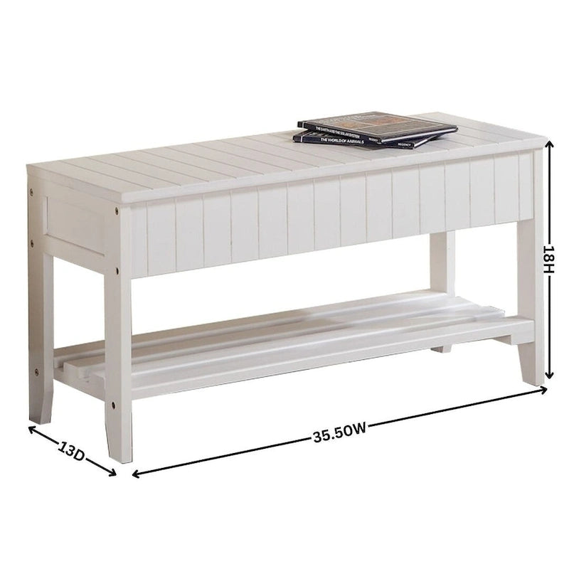 Solid Wood Shoe Rack Ottoman Storage Bench