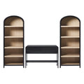 3-Piece Writing Desk & 2 Bookcases Set – Black / Coastal Oak, Waterfall Style, 1-Person