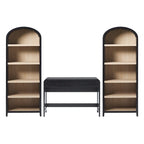 3-Piece Writing Desk & 2 Bookcases Set – Black / Coastal Oak, Waterfall Style, 1-Person