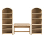 3-Piece Writing Desk & 2 Bookcases Set – Black / Coastal Oak, Waterfall Style, 1-Person