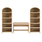 3-Piece Writing Desk & 2 Bookcases Set – Black / Coastal Oak, Waterfall Style, 1-Person