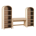 3-Piece Writing Desk & 2 Bookcases Set – Black / Coastal Oak, Waterfall Style, 1-Person