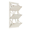 Rustic Wood 3-Pocket Hanging Wall File Holder – White / Brown / Gray