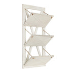 Rustic Wood 3-Pocket Hanging Wall File Holder – White / Brown / Gray