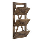 Rustic Wood 3-Pocket Hanging Wall File Holder – White / Brown / Gray