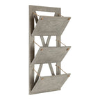 Rustic Wood 3-Pocket Hanging Wall File Holder – White / Brown / Gray