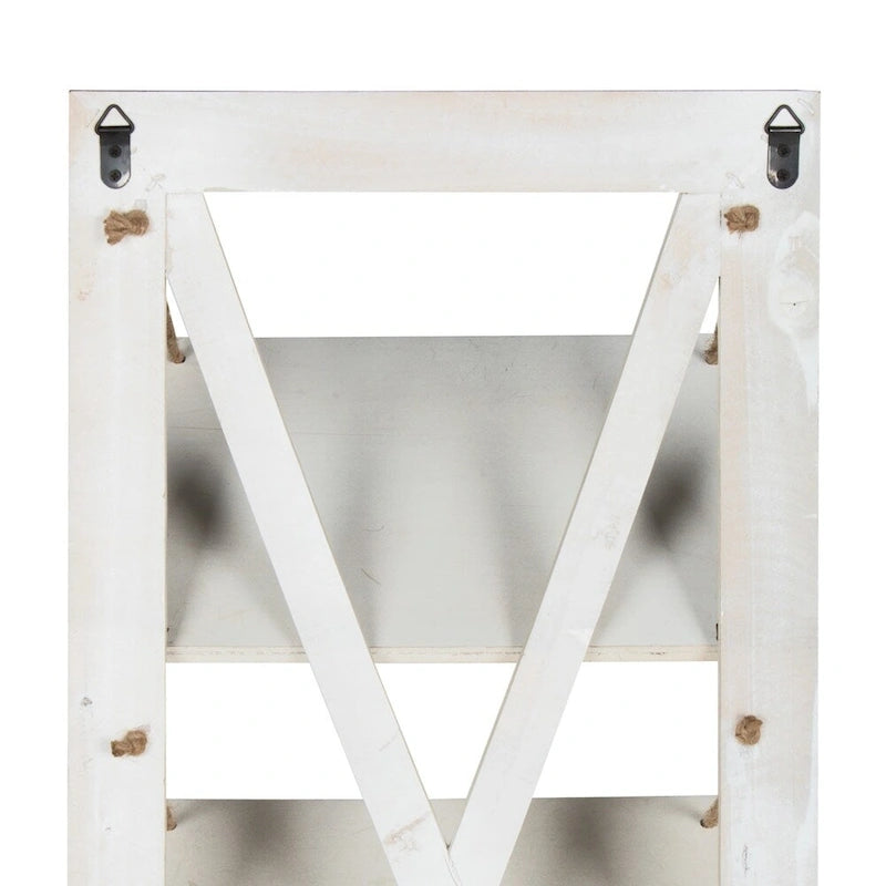 Rustic Wood 3-Pocket Hanging Wall File Holder – White / Brown / Gray