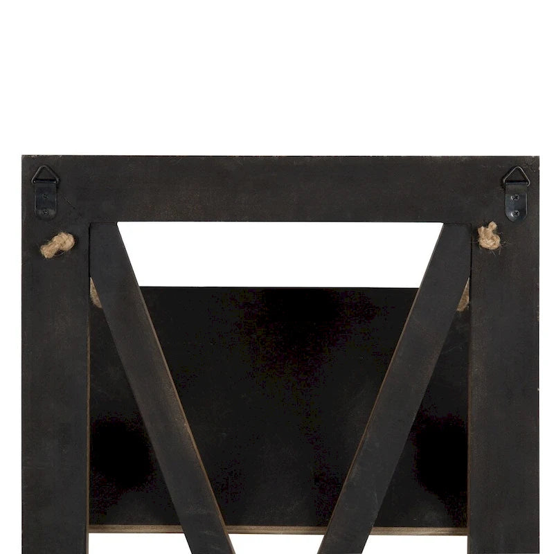 Rustic Wood 3-Pocket Hanging Wall File Holder – White / Brown / Gray