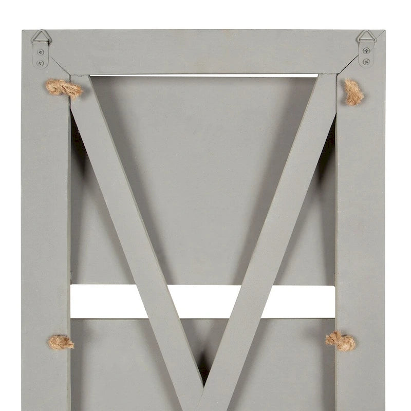 Rustic Wood 3-Pocket Hanging Wall File Holder – White / Brown / Gray