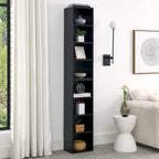 8-Tier Media Tower Rack, Slim Storage Cabinet with Adjustable Shelves