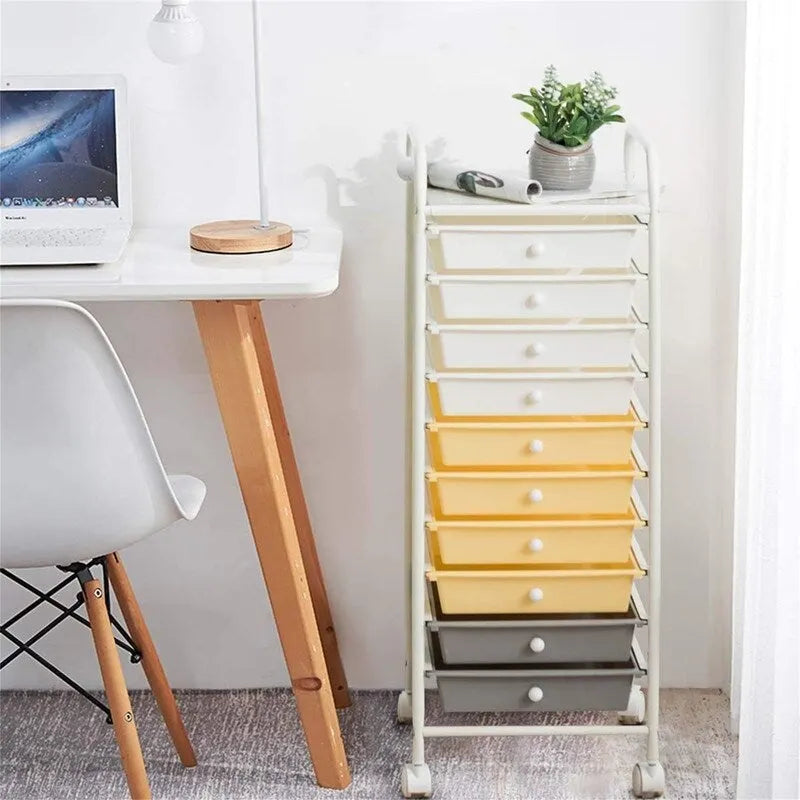 10 Drawer Rolling Storage Cart - 15D x 13W x 34H
