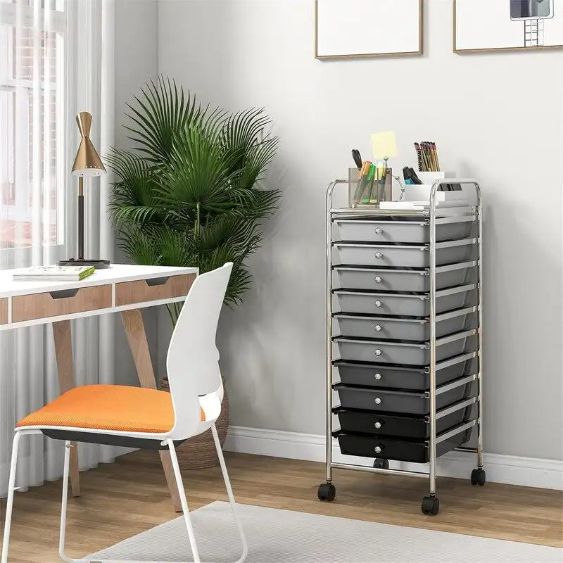 10 Drawer Rolling Storage Cart - 15D x 13W x 34H