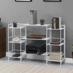 White/Black 3-Tier Folding Metal Shelf with 3 Extension Shelves, 5-Piece Set
