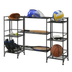 White/Black 3-Tier Folding Metal Shelf with 3 Extension Shelves, 5-Piece Set