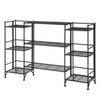 White/Black 3-Tier Folding Metal Shelf with 3 Extension Shelves, 5-Piece Set