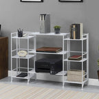 White/Black 3-Tier Folding Metal Shelf with 3 Extension Shelves, 5-Piece Set