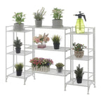 White/Black 3-Tier Folding Metal Shelf with 3 Extension Shelves, 5-Piece Set