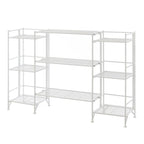 White/Black 3-Tier Folding Metal Shelf with 3 Extension Shelves, 5-Piece Set