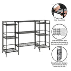 White/Black 3-Tier Folding Metal Shelf with 3 Extension Shelves, 5-Piece Set