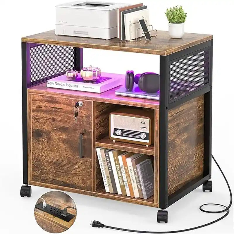 Printer Stand with LED Lights, - 23.6D x 17.2W x 26H