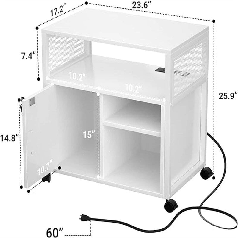 Printer Stand with LED Lights, - 23.6D x 17.2W x 26H