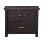 Two Drawer Wooden File Cabinet with Metal Handle Pull and Crossed Side Plank