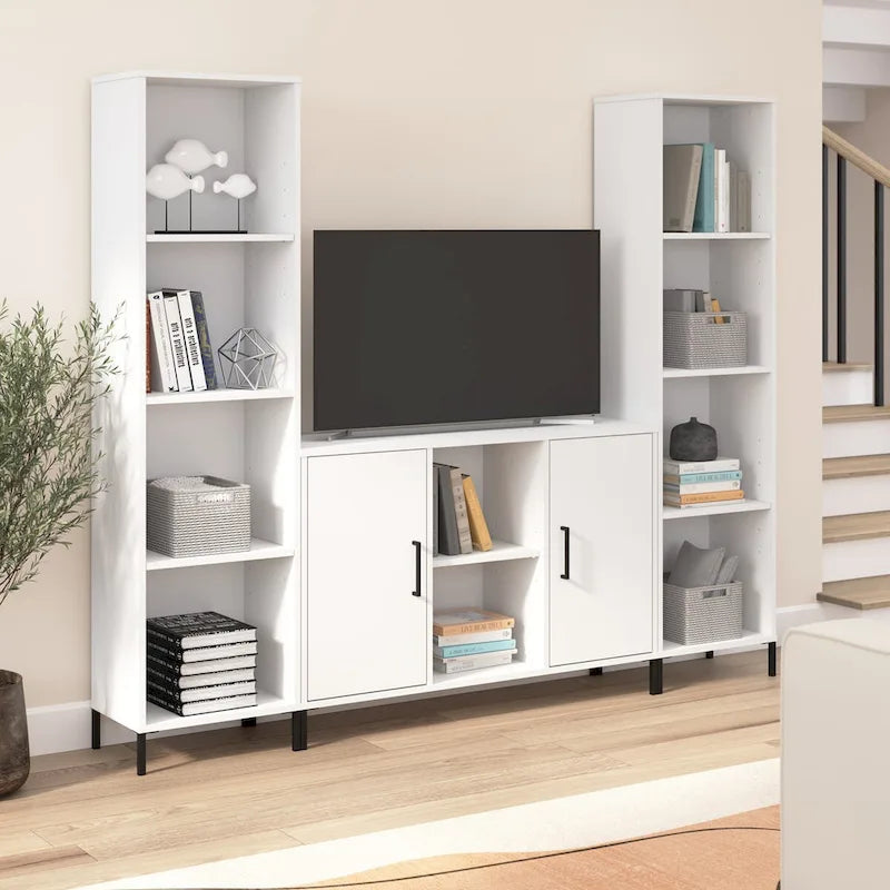 White Accent Storage Cabinet with Doors – Adjustable Shelves, Single