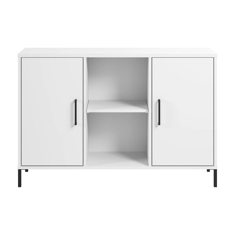 White Accent Storage Cabinet with Doors – Adjustable Shelves, Single