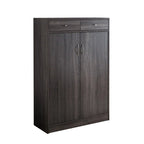 Shoe Cabinet, Two Door Storage Cabinet with Two Drawers, fits 15 Pair of Shoes- Distressed Grey
