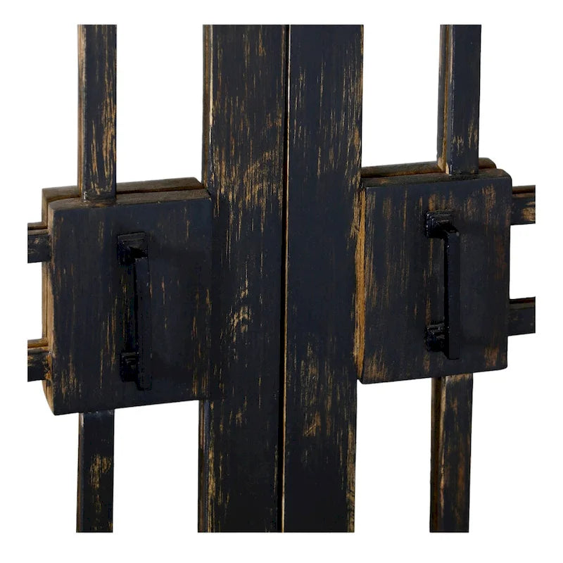 Matte Black / Dark Brown / Natural Wood 4-Door Mirrored Sideboard – Solid Mango Wood