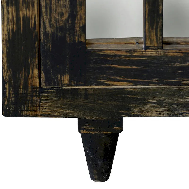 Matte Black / Dark Brown / Natural Wood 4-Door Mirrored Sideboard – Solid Mango Wood