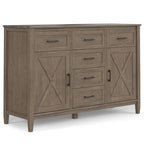 Smoky Brown Transitional Solid Wood Sideboard, 54" Wide – 6 Drawers, 2 Cabinets