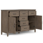 Smoky Brown Transitional Solid Wood Sideboard, 54" Wide – 6 Drawers, 2 Cabinets