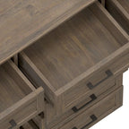 Smoky Brown Transitional Solid Wood Sideboard, 54" Wide – 6 Drawers, 2 Cabinets