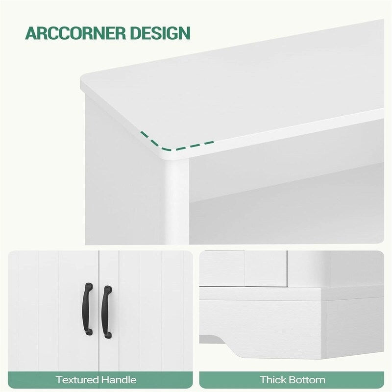 Freestanding Cabinet with 4 Door, 2 Adjustable Shelves - 11.8D x 23.6W x 43.3H