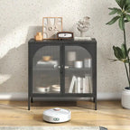 Metal Sideboard Cabinet with 2 Glass Doors | Modern Accent Storage