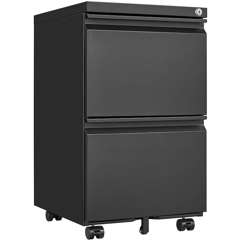 2 Drawer File Cabinet with Lock,Metal Under Desk Rolling Filing Cabinet fits Letter/Legal/A4 Size,Mobile Filing Cabinet