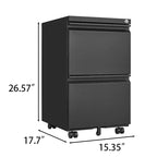2 Drawer File Cabinet with Lock,Metal Under Desk Rolling Filing Cabinet fits Letter/Legal/A4 Size,Mobile Filing Cabinet