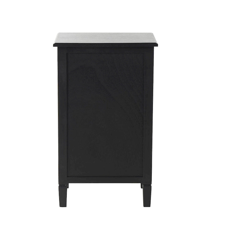 Black Rattan-Door 1-Drawer 1-Door Cabinet, 1-Person Assembly