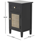 Black Rattan-Door 1-Drawer 1-Door Cabinet, 1-Person Assembly