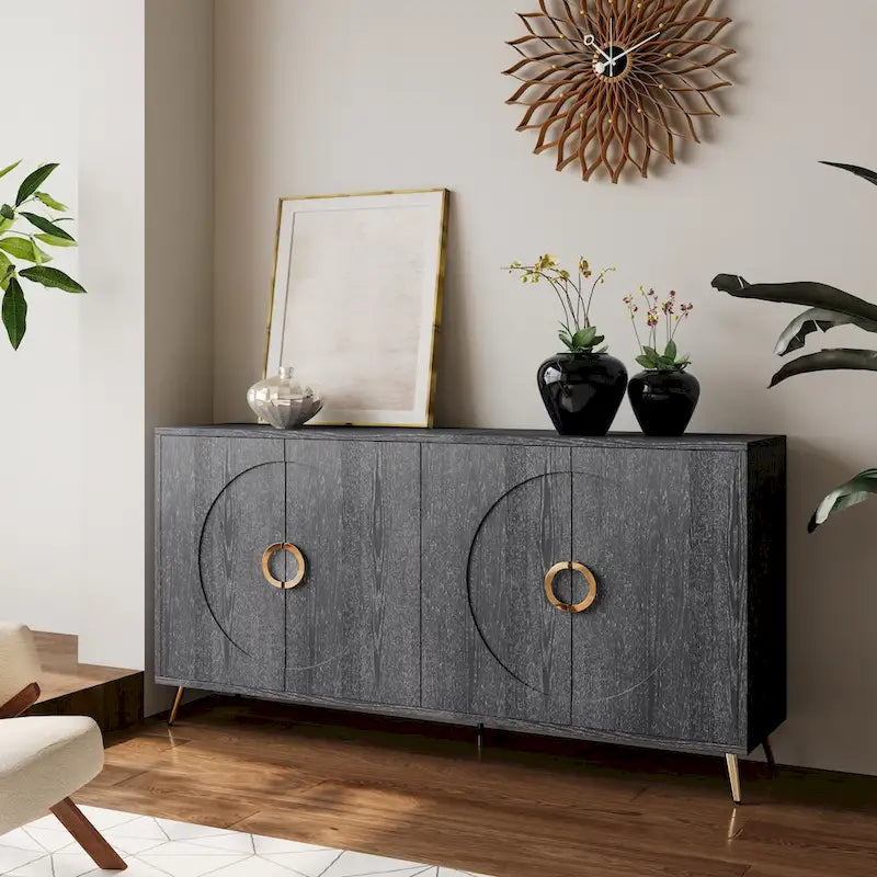 Modern Lacquered 4 Door Wooden Cabinet