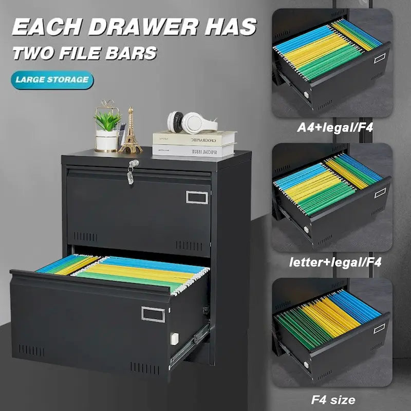 2 Drawer Metal Lateral File Cabinet with Lock,Office Vertical Files Cabinet,Locking Metal File Cabinet