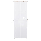 Wooden Kitchen Cabinet White Pantry Room Storage Microwave Cabinet with Framed Glass Doors and Drawer